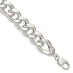 Sterling Silver Hollow Polished Curb Mens Bracelet