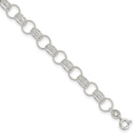 Sterling Silver Polished and Textured Triple Link Bracelet