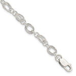 Sterling Silver Polished and Textured Fancy Link Bracelet