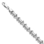 Sterling Silver Rhodium-plated Polished and Brushed X and Hearts Bracelet