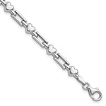 Sterling Silver Rhodium-plated Polished Hearts and Squares Bracelet
