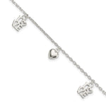 Sterling Silver Heart and LOVE Charms Bracelet