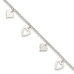 Sterling Silver Polished Heart Charms Bracelet