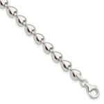 Sterling Silver Polished Heart Link Bracelet