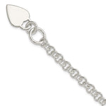 Sterling Silver Polished Engravable Heart Charm Rolo Link Toggle Bracelet