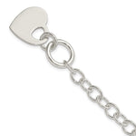 Sterling Silver Polished Engravable 20x Heart Charm Cable Link Toggle Bracelet