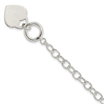 Sterling Silver Engravable 18x Heart Charm Oval Cable Link Toggle Bracelet