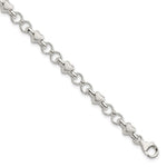 Sterling Silver Polished Circles and Brushed Hearts Bracelet