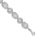 Sterling Silver Rhodium-plated Polished Filigree Ovals and Circles Bracelet