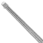 Sterling Shimmer Sterling Silver Rhodium-plated 300 Stone CZ 3 Strand Bracelet