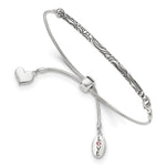 Sterling Silver Antiqued Reflections Pink Crystal LOVE/Heart with Lobster Clasp Adjustable 6 to Bolo Bracelet