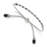 Sterling Silver Antiqued Reflections Black Crystal Briolette with Lobster Clasp Adjustable 6 to Bolo Bracelet