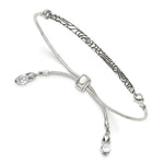Sterling Silver Antiqued Reflections Clear Crystal with Lobster Clasp Adjustable 6 to Bolo Bracelet