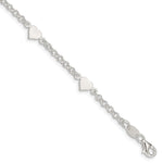 Sterling Silver Polished Hearts with ext. Children's Bracelet
