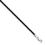 Sterling Silver Black Twisted Rubber Necklace