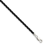 Sterling Silver Black Twisted Rubber Necklace