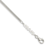 Sterling Silver Polished Snake Chain with MOM Bracelet