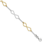 Sterling Silver Polished Flash Gold-plated Infinity Symbol Bracelet