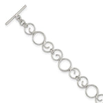 Sterling Silver Rhodium-plated Circle Toggle Bracelet