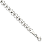 Sterling Silver Polished Beaded Link Bracelet
