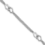 Sterling Silver Rhodium-plated Linked Hearts Double Chain Bracelet