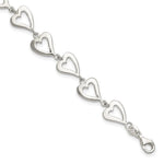 Sterling Silver Polished Heart Link Bracelet