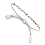 Sterling Silver Antiqued Crystal Briolette Tassel with Lobster Clasp Adjustable 6 to Bolo Bracelet