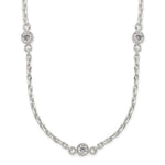 Sterling Silver Polished Bezel CZ 5-Station Necklace