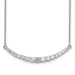 Sterling Silver Rhodium-plated Graduated CZ Curved Bar with Extension Necklace