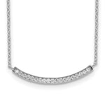 Sterling Silver Rhodium-plated CZ Curved Bar Necklace
