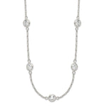 Sterling Silver Polished Bezel CZ 5-Station Necklace