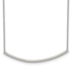 Sterling Silver Rhodium-plated Polished Curved Bar with Extension Necklace