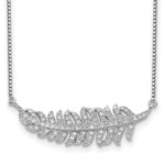 Sterling Silver Rhodium-plated CZ Leaf Necklace