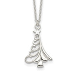 Sterling Silver Polished Swirled Christmas Tree Necklace