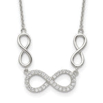 Sterling Silver Rhodium-plated Polished CZ Infinity Symbols Necklace