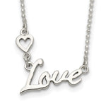 Sterling Silver Polished LOVE with Heart Necklace