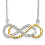 Sterling Silver Flash Gold-plated CZ Double Infinity Symbol Necklace