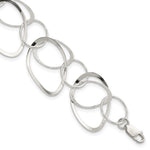 Sterling Silver Polished and Textured Circle Bracelet