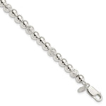 Sterling Silver Polished and Diamond-cut Beaded Bracelet