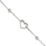 Sterling Silver Heart w/Box Chain Bracelet