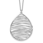 Sterling Silver Rhodium-plated Polished Scribble Teardrop with Extension Necklace