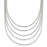Sterling Silver Polished 5-Strand Fancy Flat Link Necklace