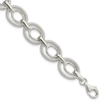 Sterling Silver Polished and Textured Double Oval Link Bracelet