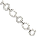 Sterling Silver Polished Ovals And Textured Circles Bracelet