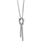Sterling Silver Rhodium-plated CZ Knotted Snake Chain Lariat Necklace