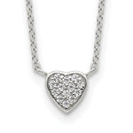 Sterling Silver Rhodium-plated Polished Micro Pave CZ Heart Necklace