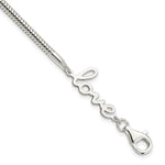Sterling Silver Polished Snake Chain with LOVE Bracelet