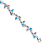 Sterling Silver Rhodium-plated Lab Created Opal Whale Tail Bracelet