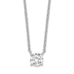 Sterling Silver Rhodium-plated Polished Round CZ with Extension Necklace