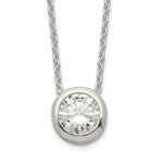 Sterling Silver Polished Bezel-set Round CZ Necklace